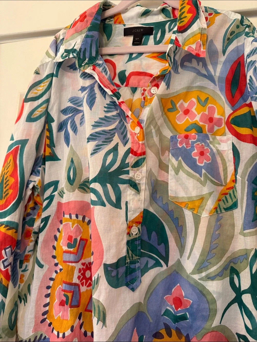 J. Crew Multicolor Floral Popover Shirt in lightweight cotton 12 T